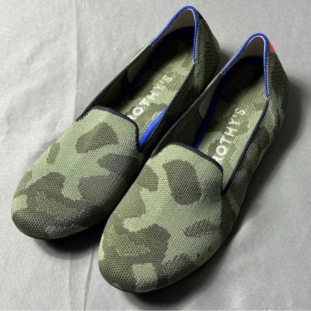ROTHY'S Women’s Flats Shoes 'The Loafer' Green Olive Camo Slip On Flats Size 9